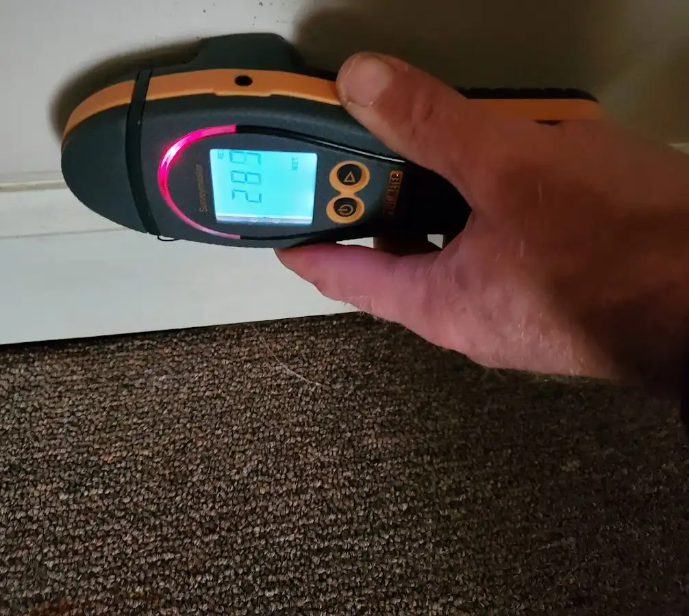 Moisture detection at baseboard during Burst Pipe Cleanup in Apple Valley